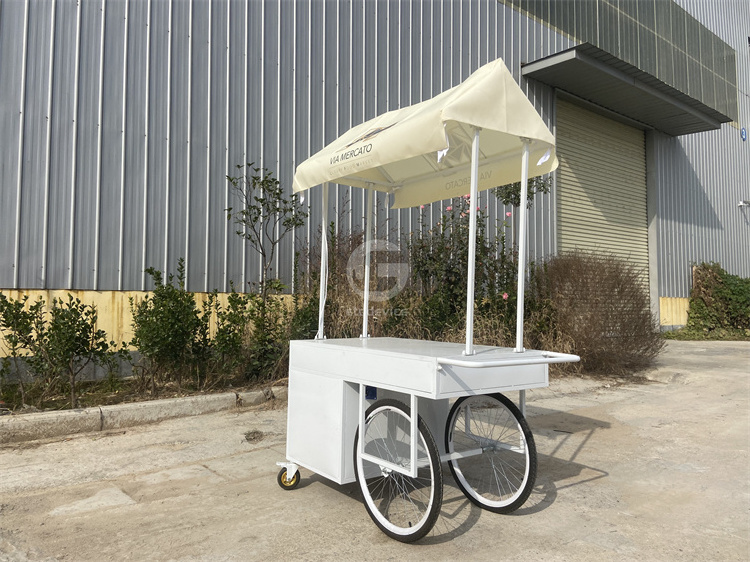 Outdoor Commercial Mobile Coffee Cart Catering Hot Dog Cart with Umbrella