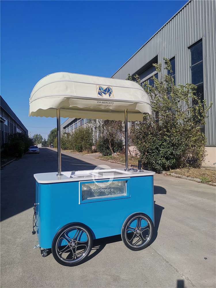 Yituo Popular Street Gelato Vending Cart Italian Ice Cream Push Cart With Freezer And Wheels