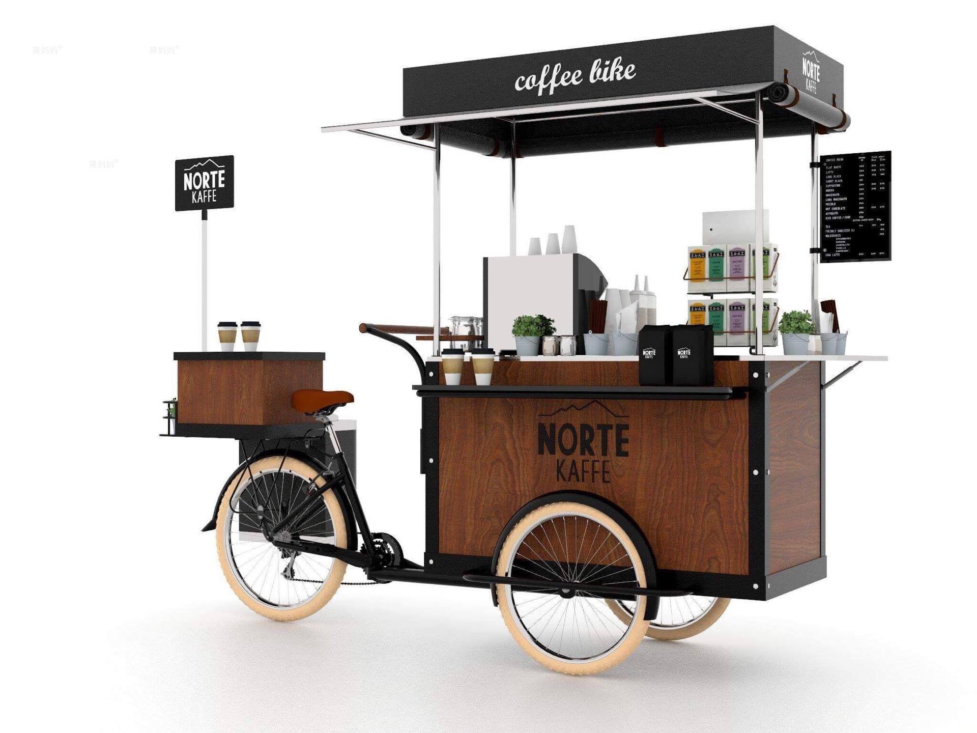 Famous Brand Commercial Coffee Cart Bike Coffee Carts Food Vending Bicycle Portable Coffee Cart