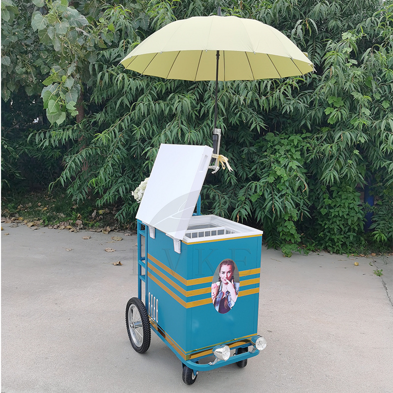 Mini electric used popsicle tricycle delivery vendor ice cream bicycle carts street food vending bike with freezer