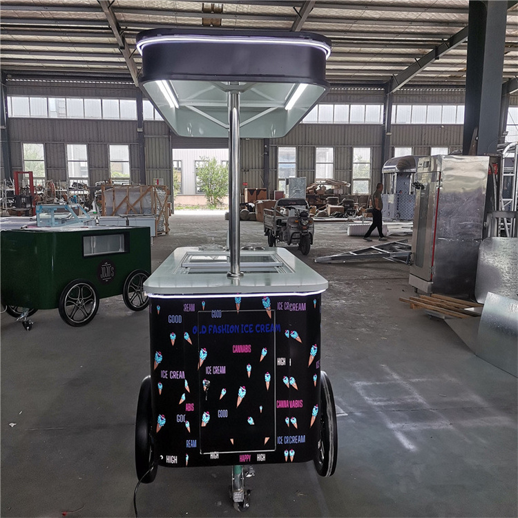 Fast Food Mobile Cart for Ice Cream Cold Drink Snack Trolley Gelato Ice Cream Cart