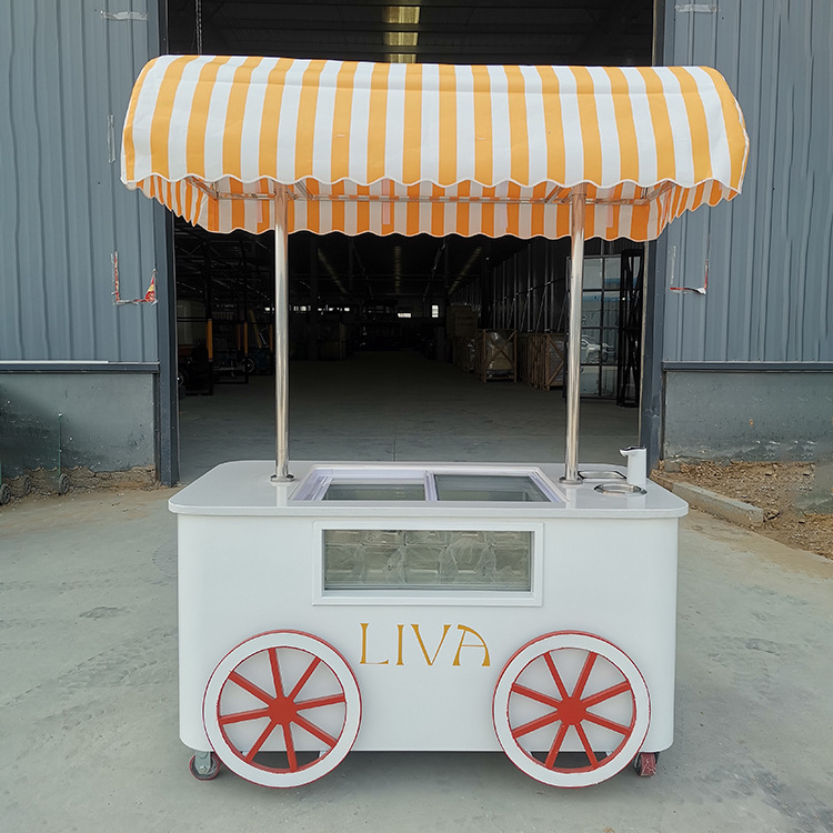 Yituo Popular Street Gelato Vending Cart Italian Ice Cream Push Cart With Freezer And Wheels