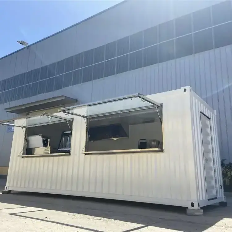 Rainproof Prefab Barbershop Mini Shipping Container Prefabricated Mobile Restaurant Booths Modern Food Kiosk Design