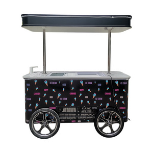 Fast Food Mobile Cart for Ice Cream Cold Drink Snack Trolley Gelato Ice Cream Cart