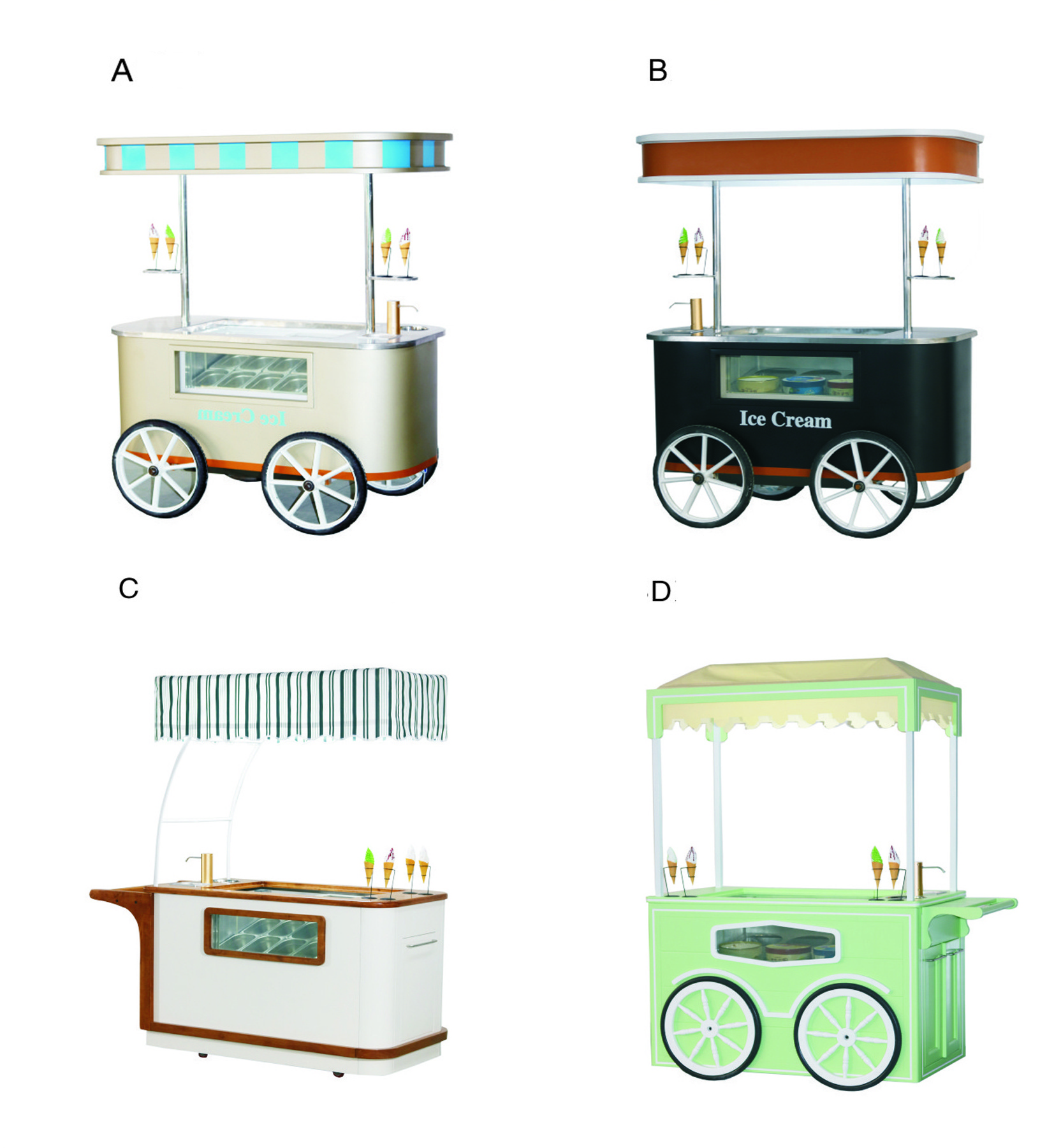 Italian Ice Cream Cart Mobile Ice Cream Vending Cart For Sale