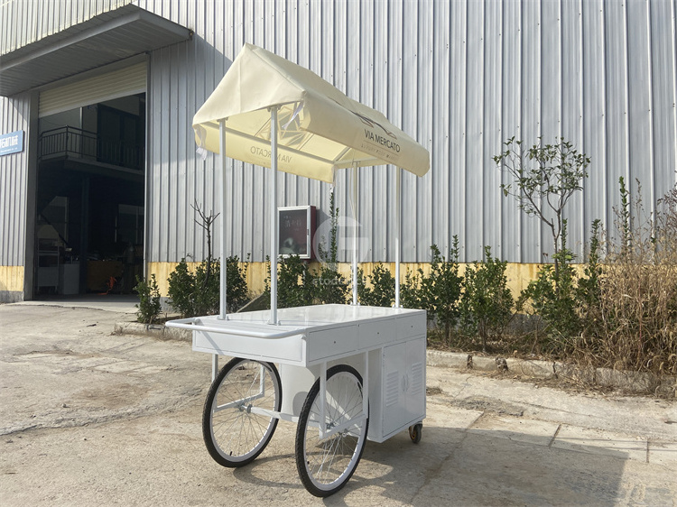 Outdoor Commercial Mobile Coffee Cart Catering Hot Dog Cart with Umbrella