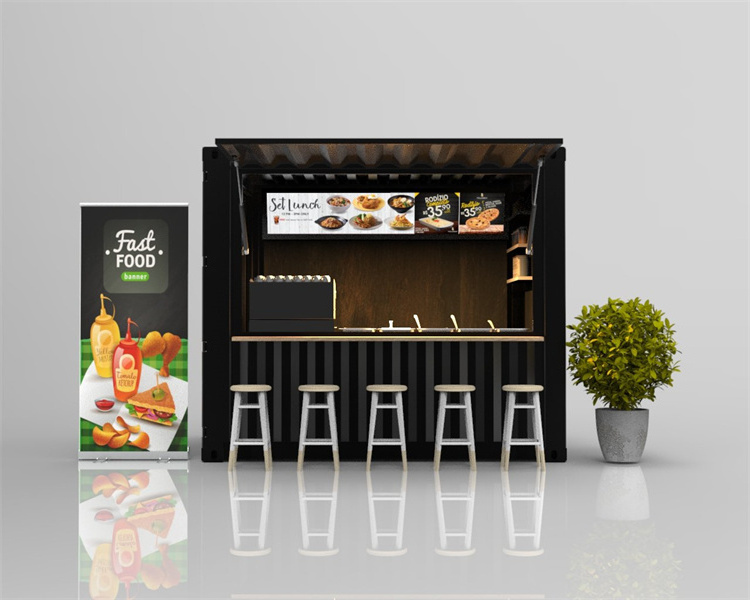 20ft/ 40ft Food Shipping Container Bar Restaurant 10ft Pop-up Shipping Kiosk Design Pop Up Shop With Fast Delivery