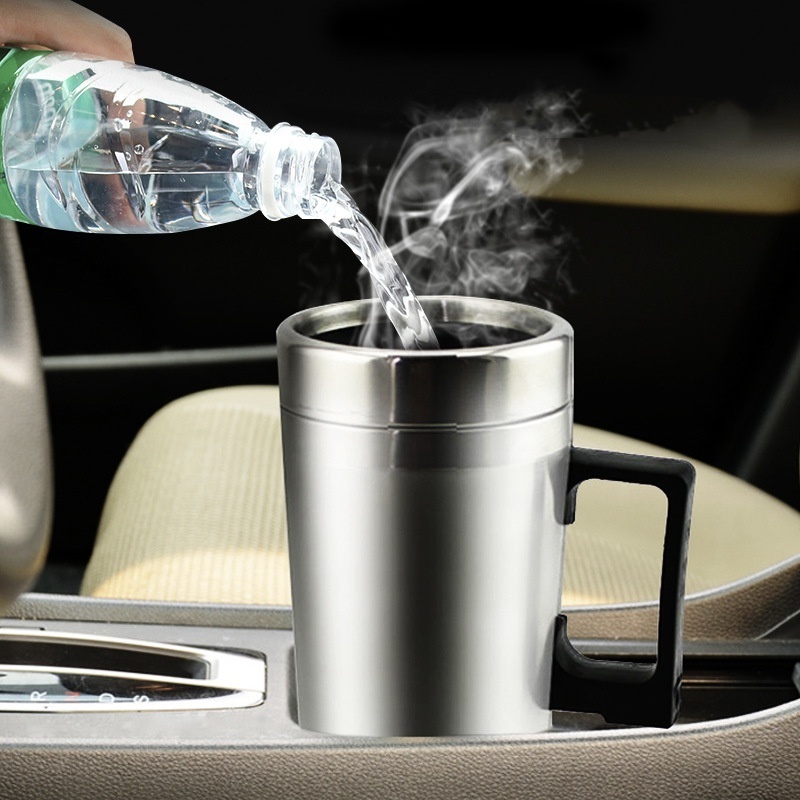 Car electric cup stainless steel inner tank heating water cup Car water heater thermos cup 12V/24V heating kettle