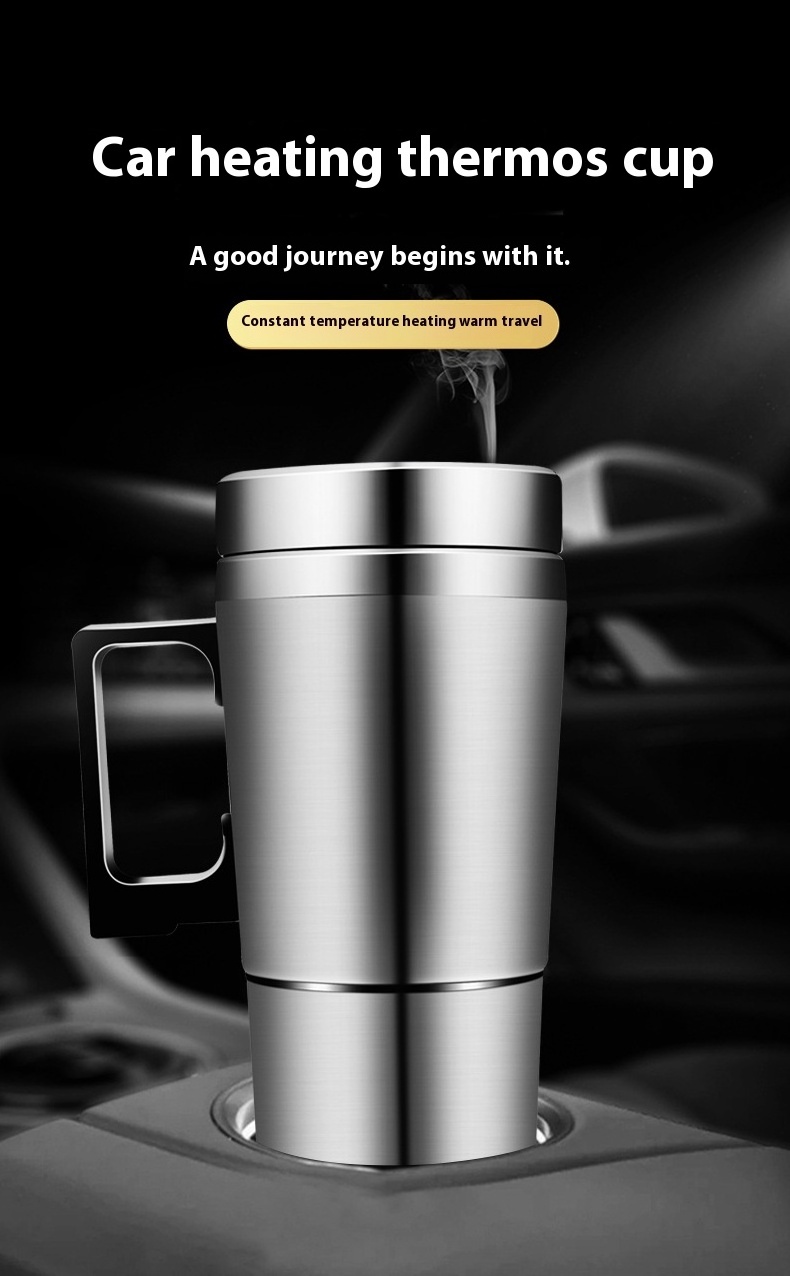 Car electric cup stainless steel inner tank heating water cup Car water heater thermos cup 12V/24V heating kettle