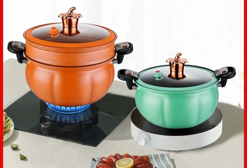 Hot 8L kitchen cookware Cast iron cooking pot Pumpkin stockpot micro pressure cooker