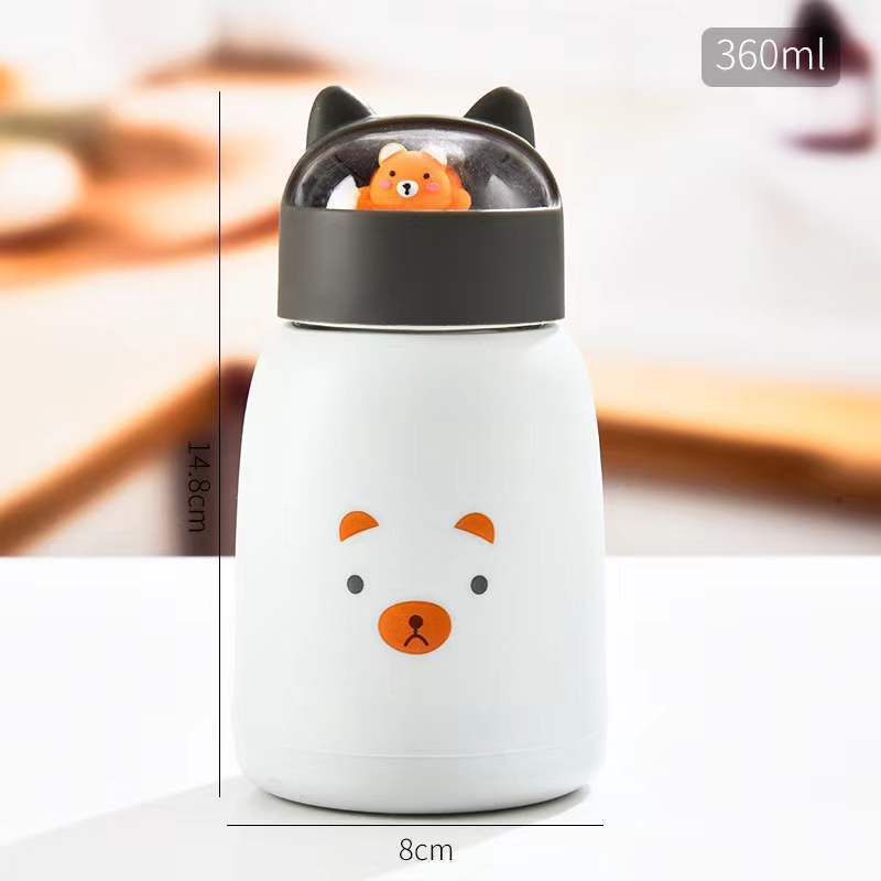 Cartoon pet cup Cute double glass handy cup Portable student couple doll gift cup