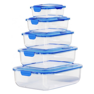 Portable PP sealed kitchen organizer set of clear airtight food storage containers with lids for fresh-keeping refrigerator