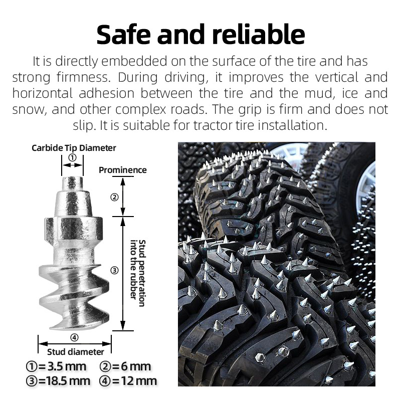 JC-1912 Winter Tyres with Studs Ice Antiskid Grip Snow Screw Tractor Tire Stud