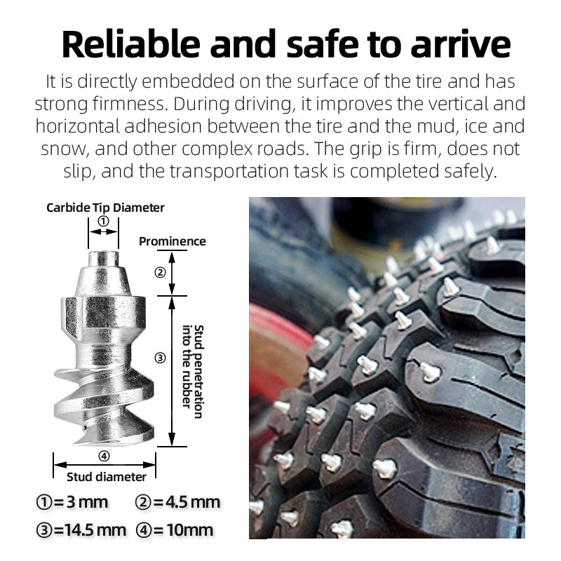 JC-1910 Carbide Winter Ice Snow Screw Spiral Tire Studs for Tractor