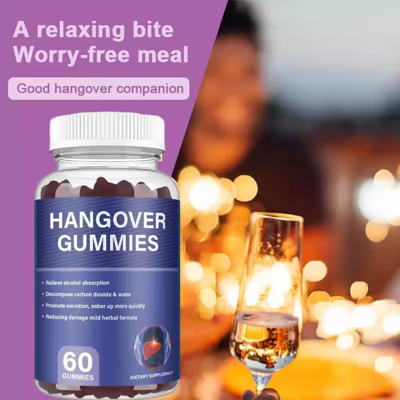 OEM Private Label Hangover Relief Supplement Vegan Relieve Alcohol Pills Vegan Liver Detox Anti Hangover Gummies