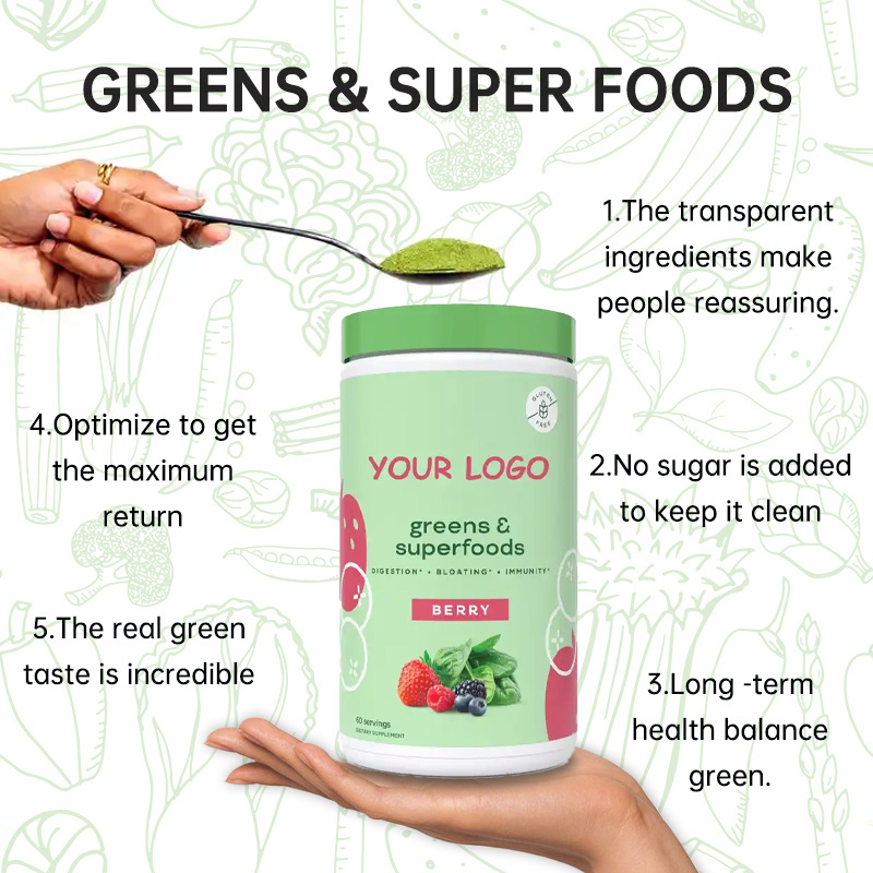 Bulk Multivitamin Super Greens Powder Complete Whole Foods Adaptogen and Vitamin Mineral Superfood Green Healthcare Supplements