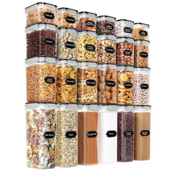 24 Pack Set Airtight Kitchen Organizers Dry Food Storage Container Sets for Home Organizer living room