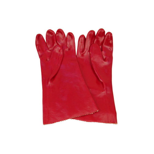 Red PVC Single Dipped Glove,interlock Liner,Gauntlet  BS-001
