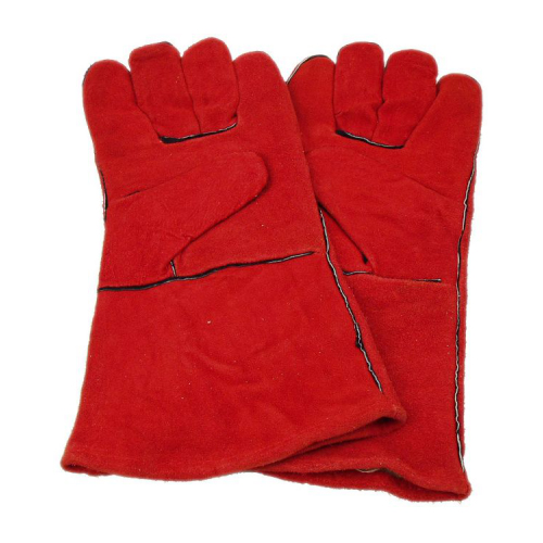 electric hand protection red cow split leather welding glove  JX-001