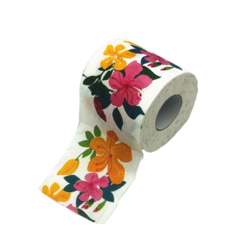 Virgin Wood Pulp Material customized printing Toilet Paper Roll with flowers design     AY-056