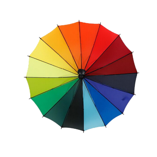 High Quality Straight Rainbow Umbrella with Customized Logo Printing  HS-148