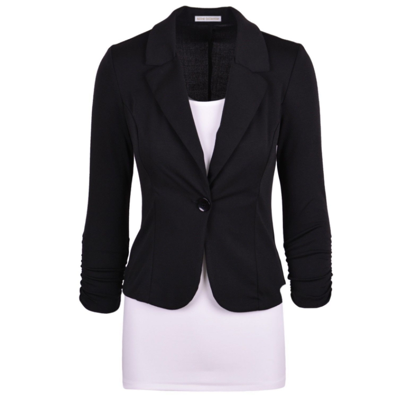 Women's Casual Work Solid Color Knit Blazer costs MX-010
