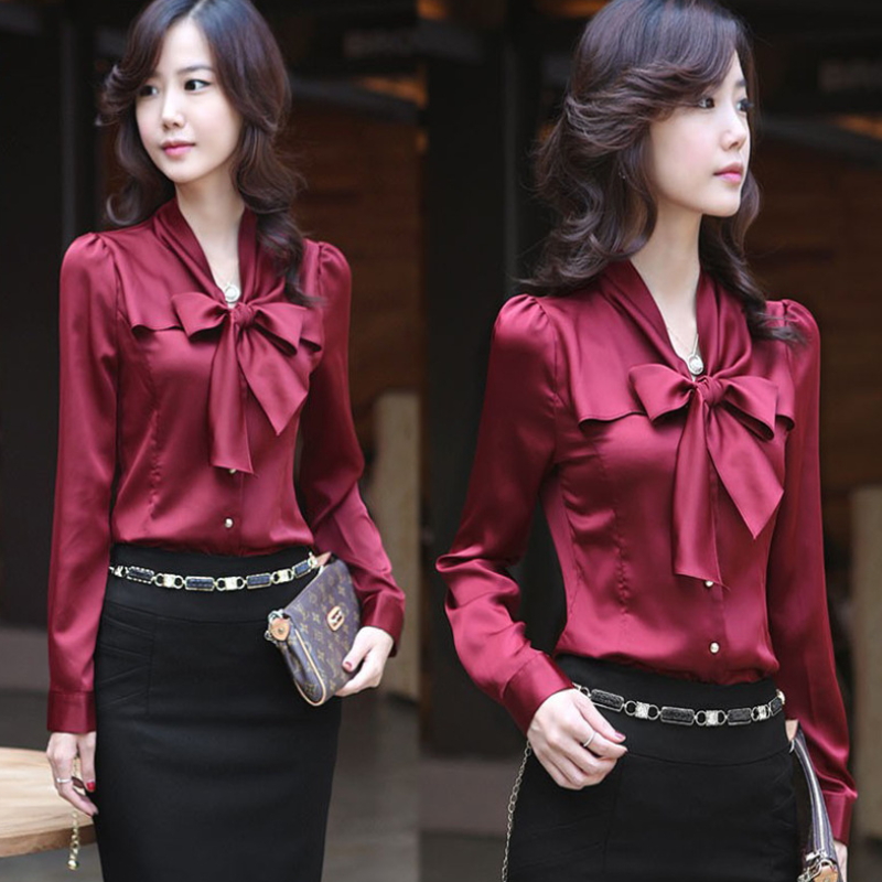 Elegant women satin shirt blouse ZS-004