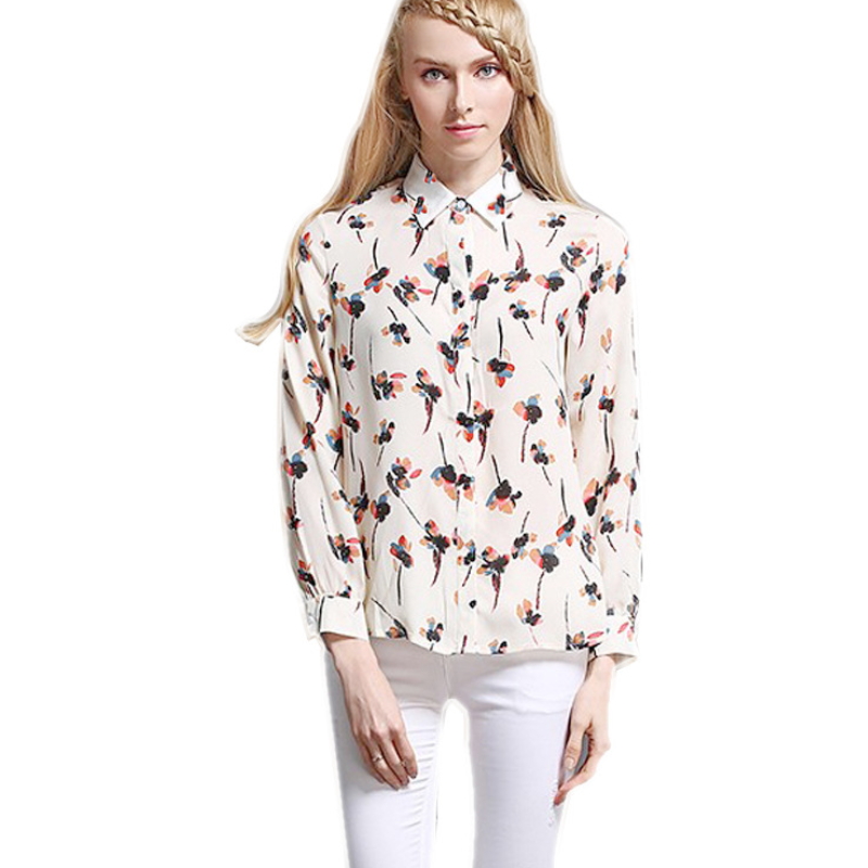 Plain color long sleeve cool lady fashion hot sale chiffon blouses ZS-008