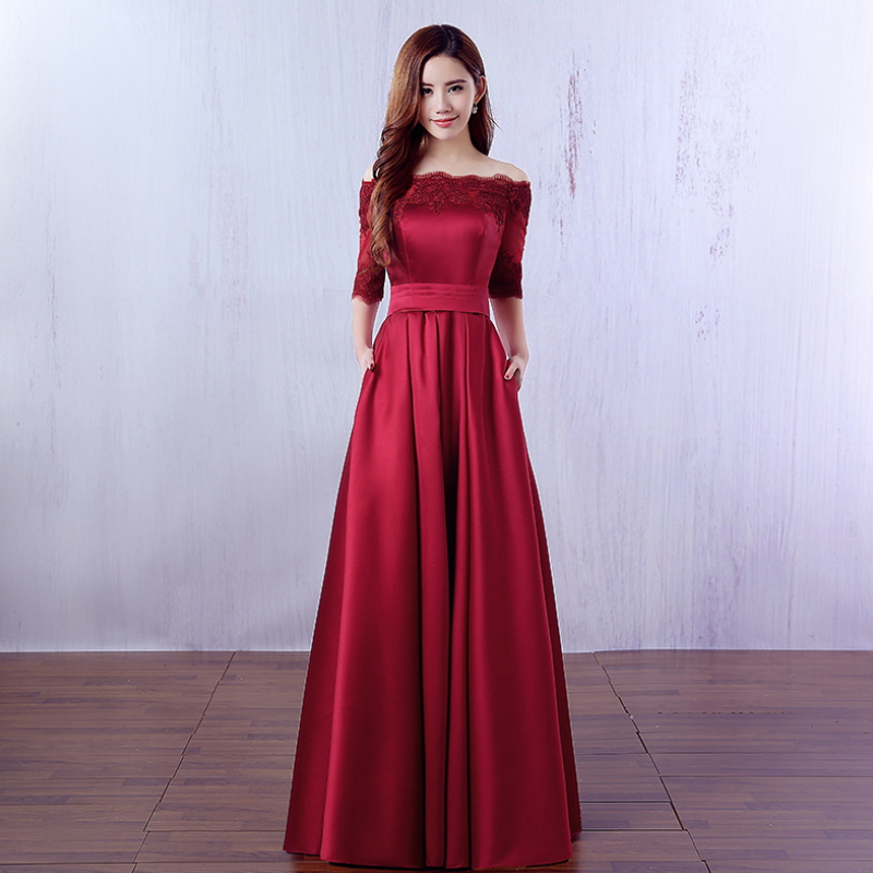 Women clothing dress charming slim strapless shoulder ball gown dress W-002