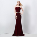 Fashion Slim red velvet evening dress W-005