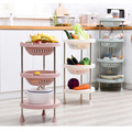 3 4 Layers Kitchen Vegetable and Fruit Plastic Round Storage Basket Shelf/Kitchen Rack Storage Shelf Hc-1611