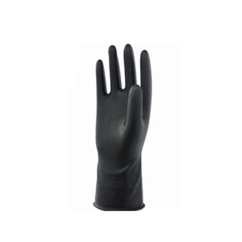Black Color White Inside Industrial Latex Glove R04