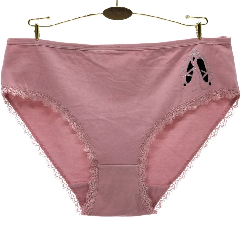 Women Panty Cotton Large Size Underwear Middle Waist Print Hip Lift Lingerie