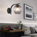 Simple retro bedroom bedside glass ball iron LED wall lamp for aisle American restaurant coffee