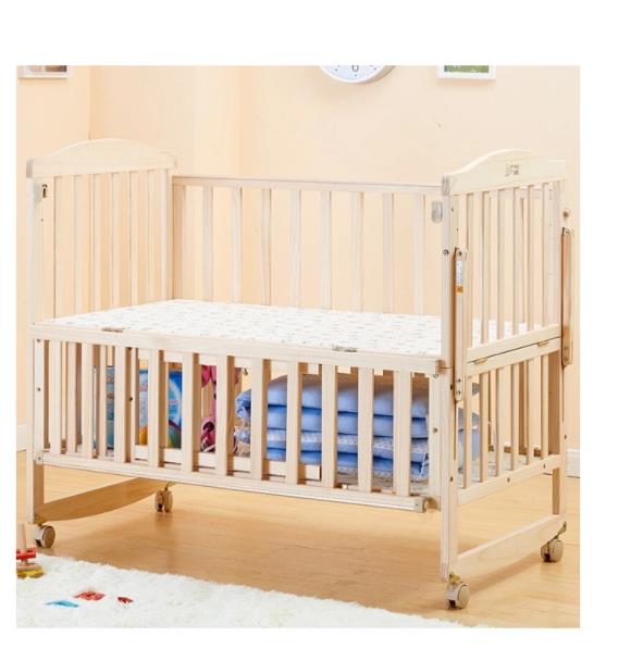 Solid Wood Crib Non-Lacquer Multi-Function Crib for Children Newborn Baby