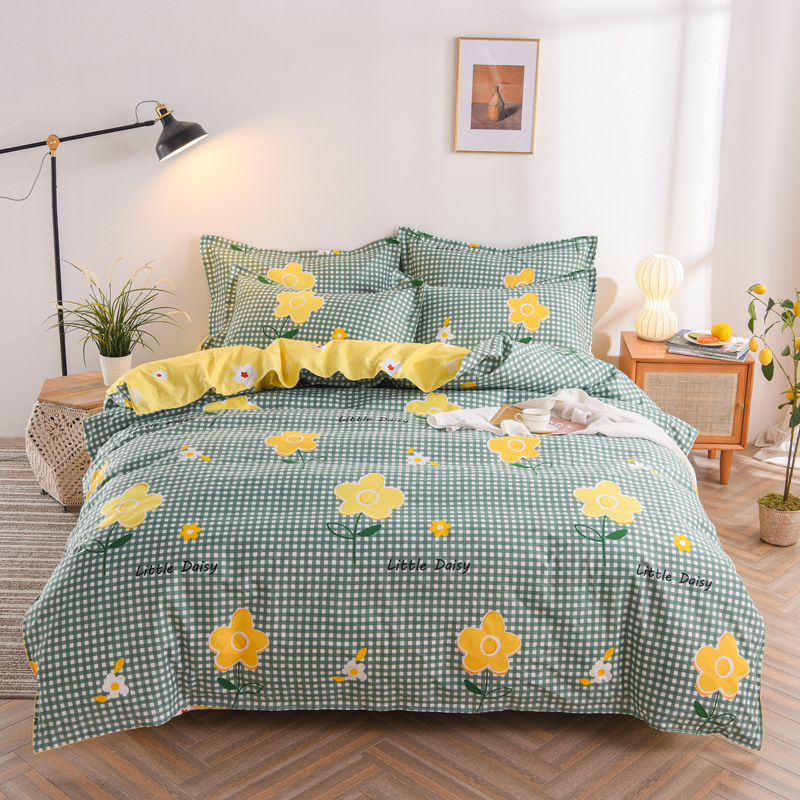 Factory Wholesale Autumn and Winter Pure Cotton Brushed Four-Piece Set, New Thick Cotton Bed Linen Quilt Cover Bedding