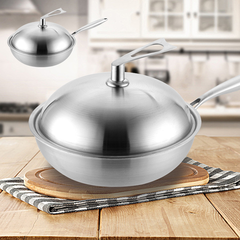 304 Stainless Steel 30-34cm Durable Non-Stick Wok
