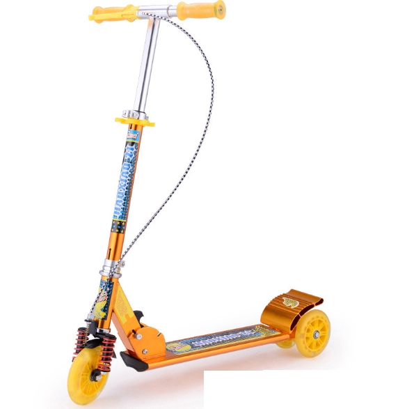 Children′s Full Aluminum Hand Brake Scooter Toy for Children′s Three Wheel Big Wheel Double Brake Big Shock Absorber Scooter