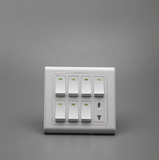 White Household 7 Open 1 Hole Wall Switch with Socket for Wholesale