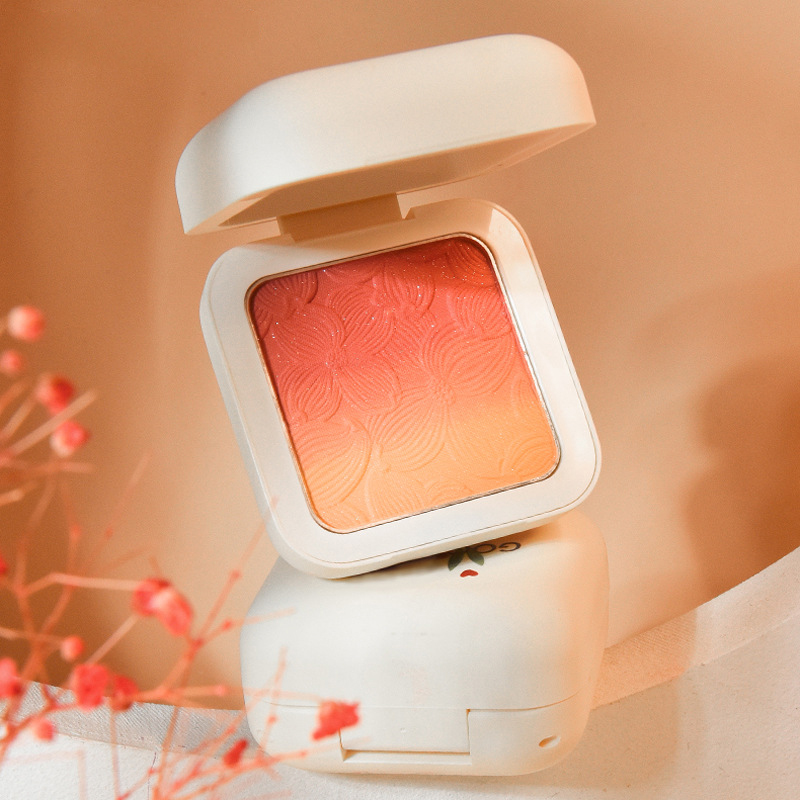Sweetheart Girl Matte Fine Shining Nude Makeup Vitality Orange Three-Color Gradient Blush
