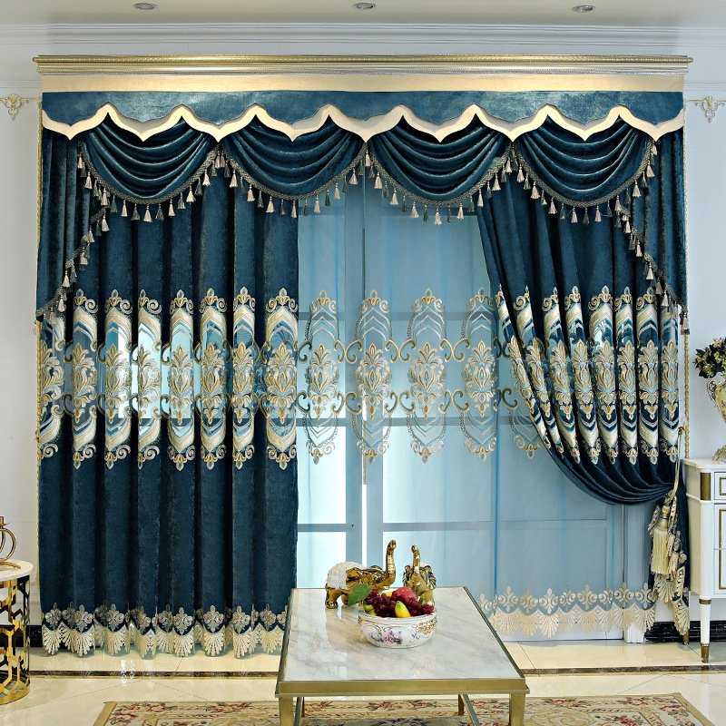 Light Luxury Chenille Hollow Embroidered Curtain Window Curtain Curtain Head Curtain