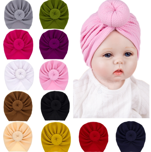 Europe and The United States Infant Solid Color Ball Head Cap Neonatal Round Ball Cap Cap Children Solid Color Cap Wholesale