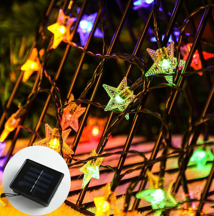 Outdoor Landscape Courtyard Waterproof Solar LED Cherry Blossom Star String Lights for Holiday Decoration