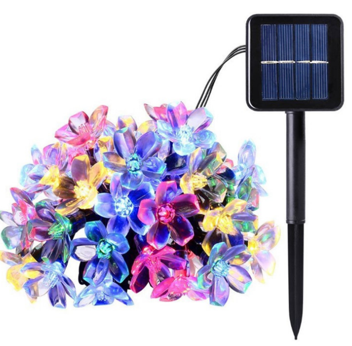 Outdoor Landscape Courtyard Waterproof Solar LED Cherry Blossom Star String Lights for Holiday Decoration