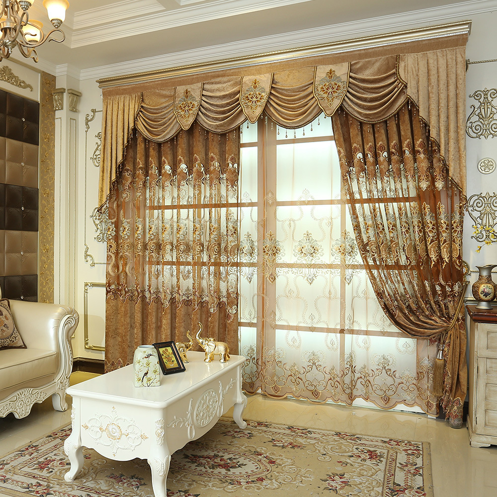 Imitation Cashmere European Embroidered Curtain Products Factory Direct Sales Custom Living Room Curtains