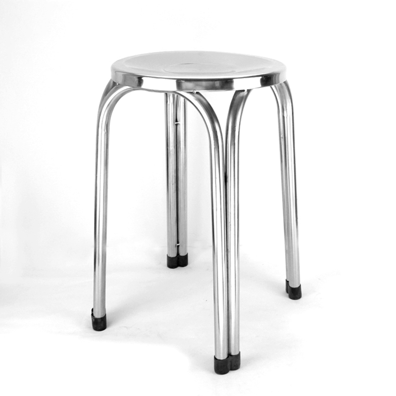 201 Stainless Steel Dining Chair Wholesale 30cm New Round Office Four-Legged Chair Manufacturer Direct Sale