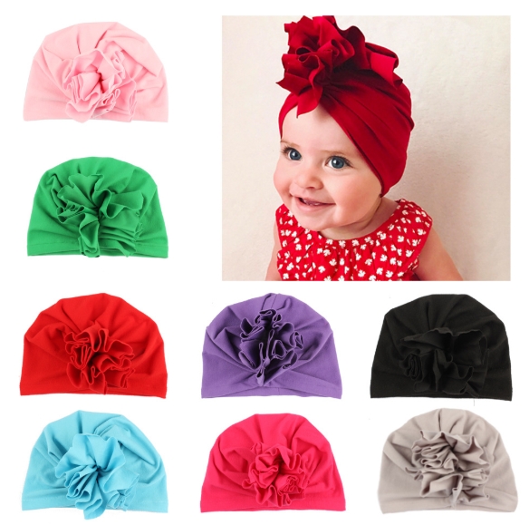 New Baby Pullovers a Number of Solid-Color Children′s Indian Hats European and American Floral Baby Hats