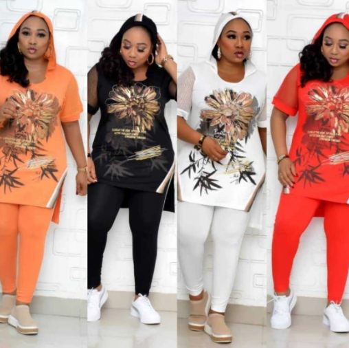 African Mother Wear 2020 New Print Loose-Fitting T-Shirt Leggings Nine-Piece Two-Piece Suit for Women