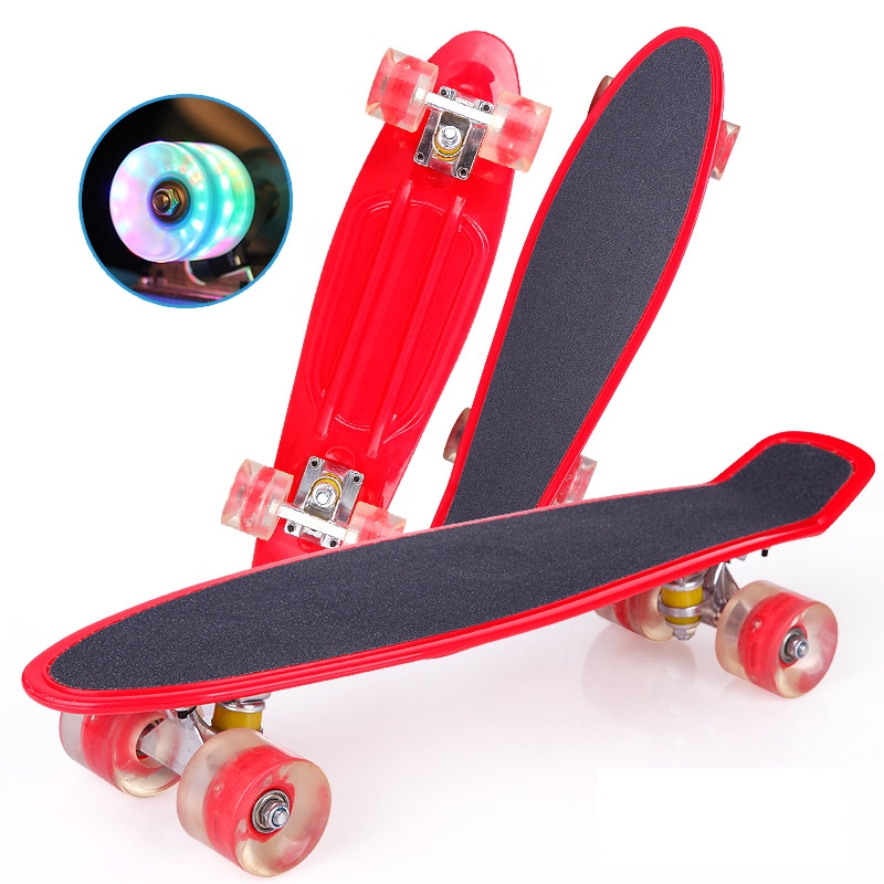 Frosted Skateboard Single Tilt 4 Four-Wheel Flashing Wheel Plastic Fish Board Skateboard