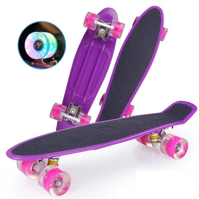 Frosted Skateboard Single Tilt 4 Four-Wheel Flashing Wheel Plastic Fish Board Skateboard